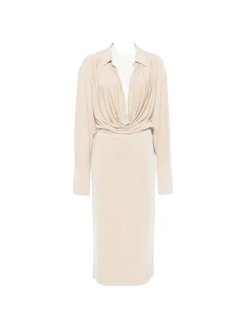 Lilia draped-neck long-sleeve dress by THE ANDAMANE