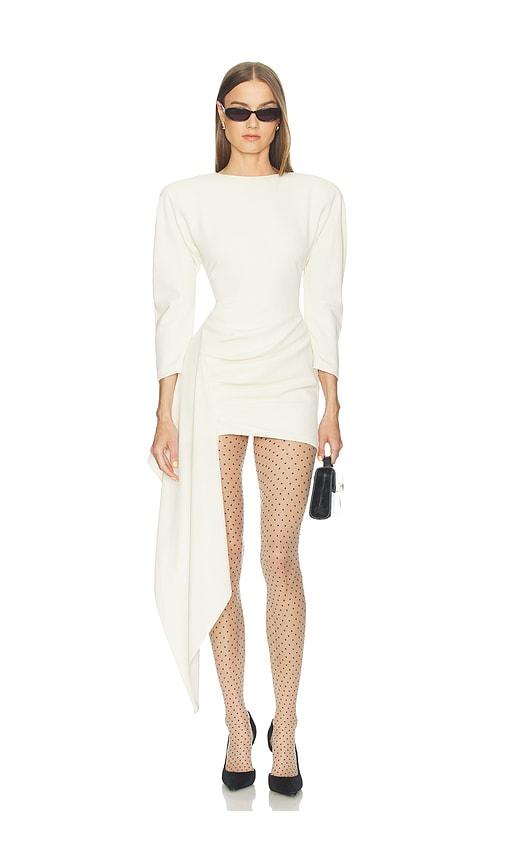 The Andamane Amanda Ruched Mini Dress in Cream by THE ANDAMANE