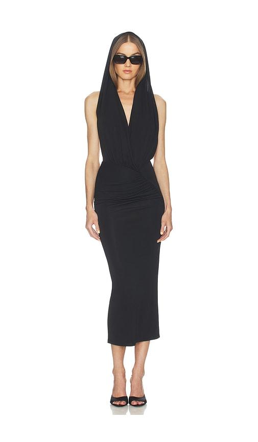 The Andamane Annie Hooded Dress in Black by THE ANDAMANE