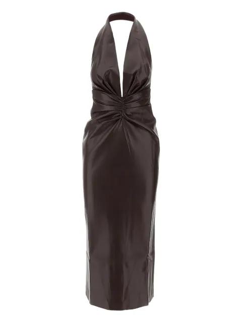 V-neck draped midi dress by THE ANDAMANE