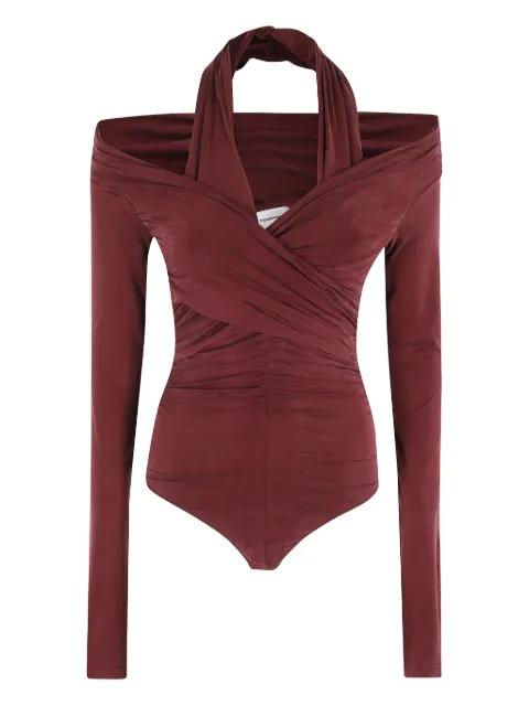 Yvonne draped long-sleeve bodysuit by THE ANDAMANE