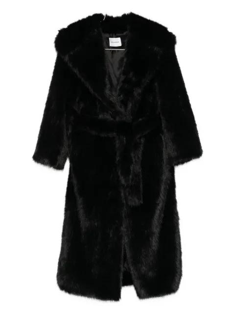 belted faux-fur coat by THE ANDAMANE