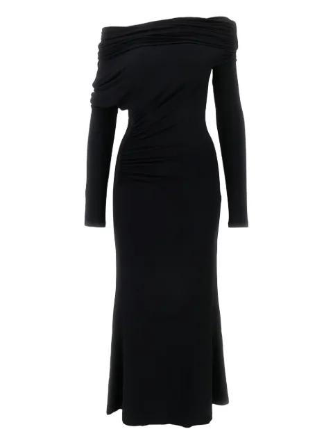 draped one-shoulder midi dress by THE ANDAMANE
