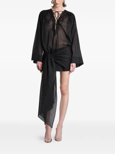 lace-up sheer knotted-detail mini dress by THE ANDAMANE