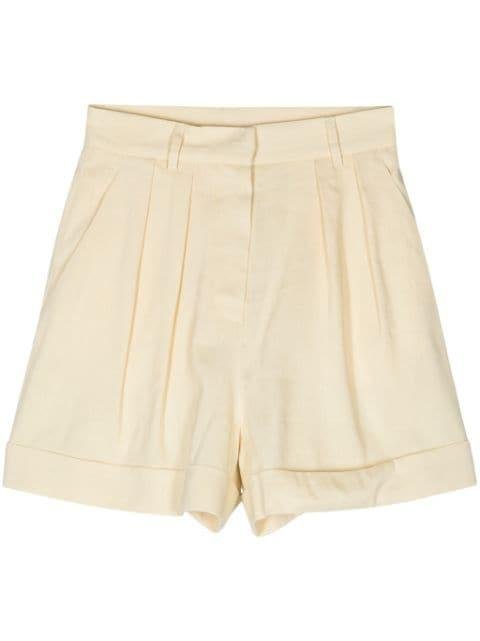 pleated linen-blend shorts by THE ANDAMANE