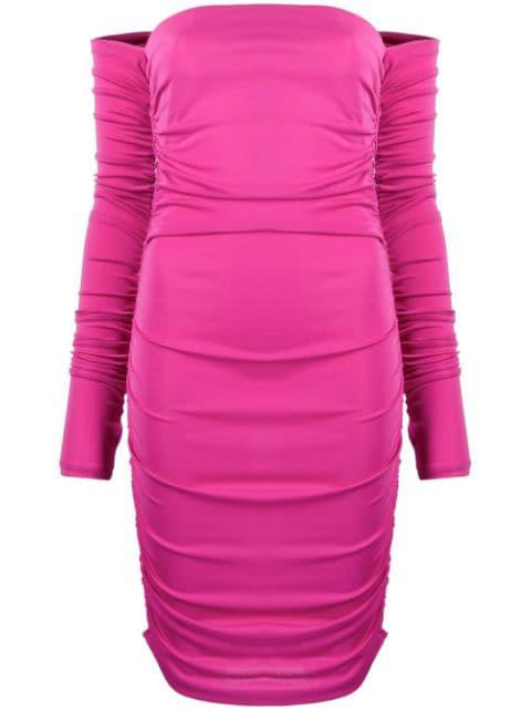ruched off-shoulder dress by THE ANDAMANE