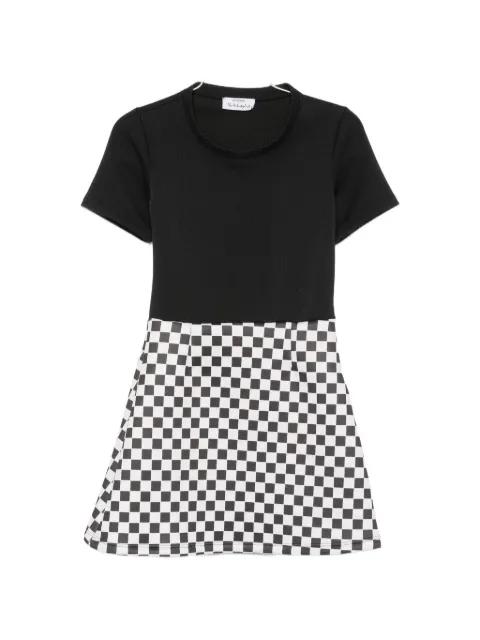 checkerboard-print short-sleeve dress by THE ARTISTYLIST