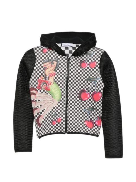 checkered-print Mermaid-graphic jacket by THE ARTISTYLIST