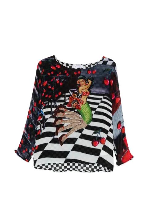 graphic-print checkered blouse by THE ARTISTYLIST