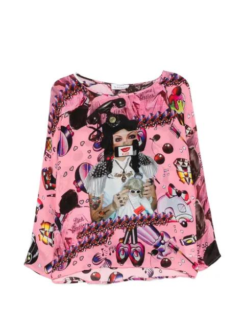 graphic-print long-sleeve blouse by THE ARTISTYLIST
