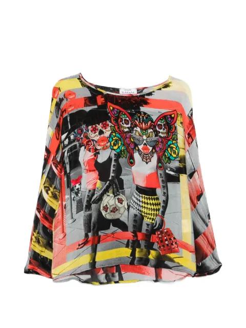 graphic-print long-sleeve blouse by THE ARTISTYLIST