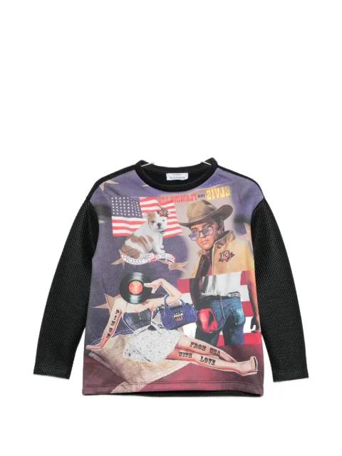 graphic-print mesh-panel sweatshirt by THE ARTISTYLIST