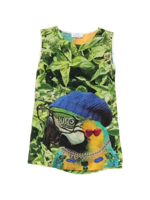 parrot-print sleeveless blouse by THE ARTISTYLIST