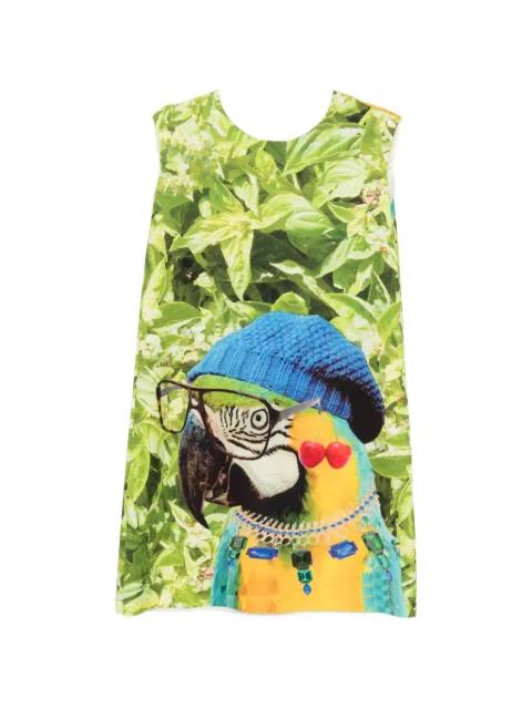 parrot-print sleeveless mini dress by THE ARTISTYLIST