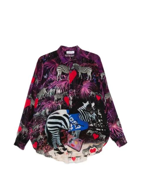 zebra-print heart-detail shirt by THE ARTISTYLIST