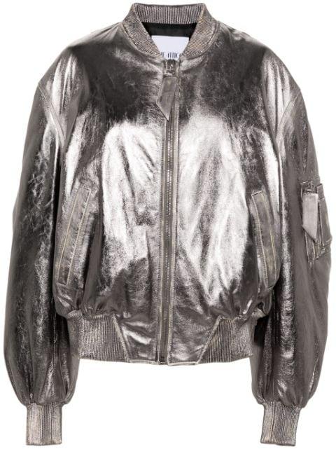 Anja metallic leather bomber jacket by THE ATTICO