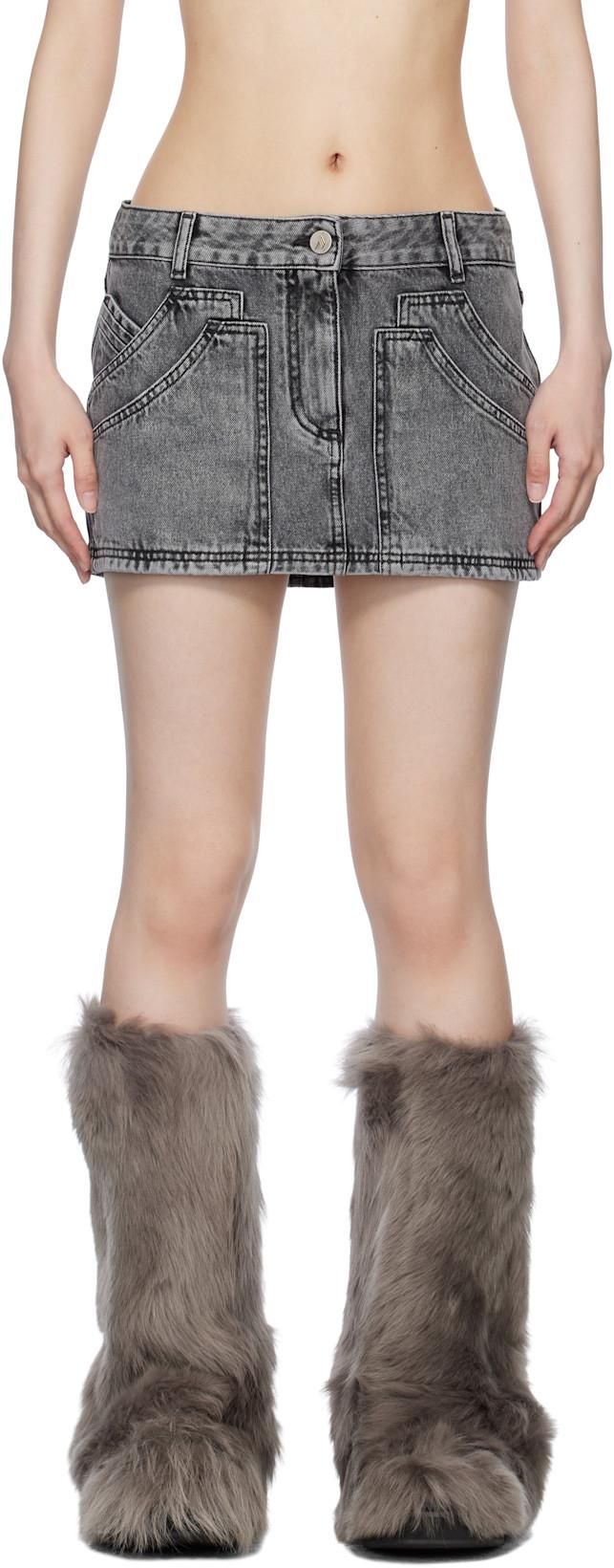 Black Faded Denim Miniskirt by THE ATTICO