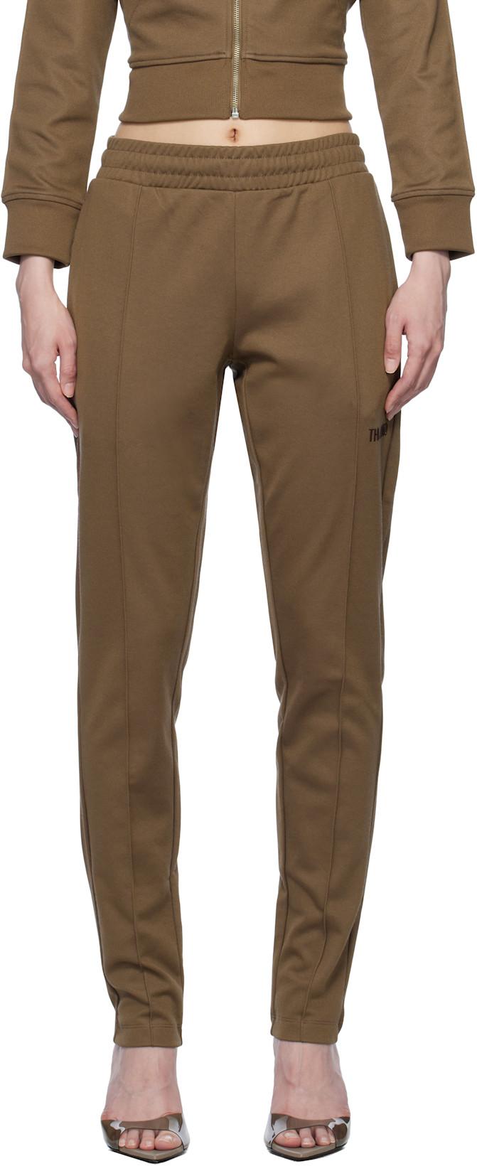 Brown Bonded Logo Lounge Pants by THE ATTICO