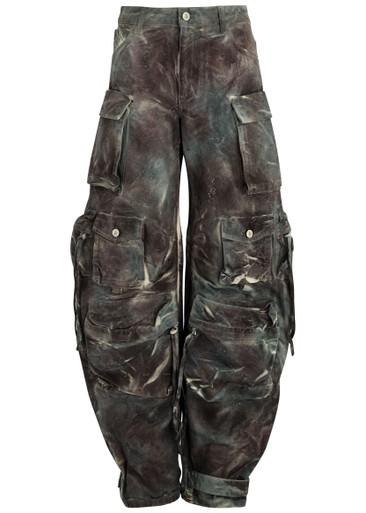 Fern printed wide-leg canvas cargo jeans by THE ATTICO