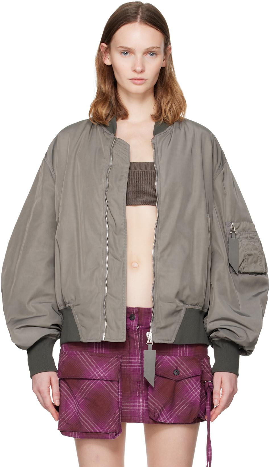 Gray Anja Bomber Jacket by THE ATTICO