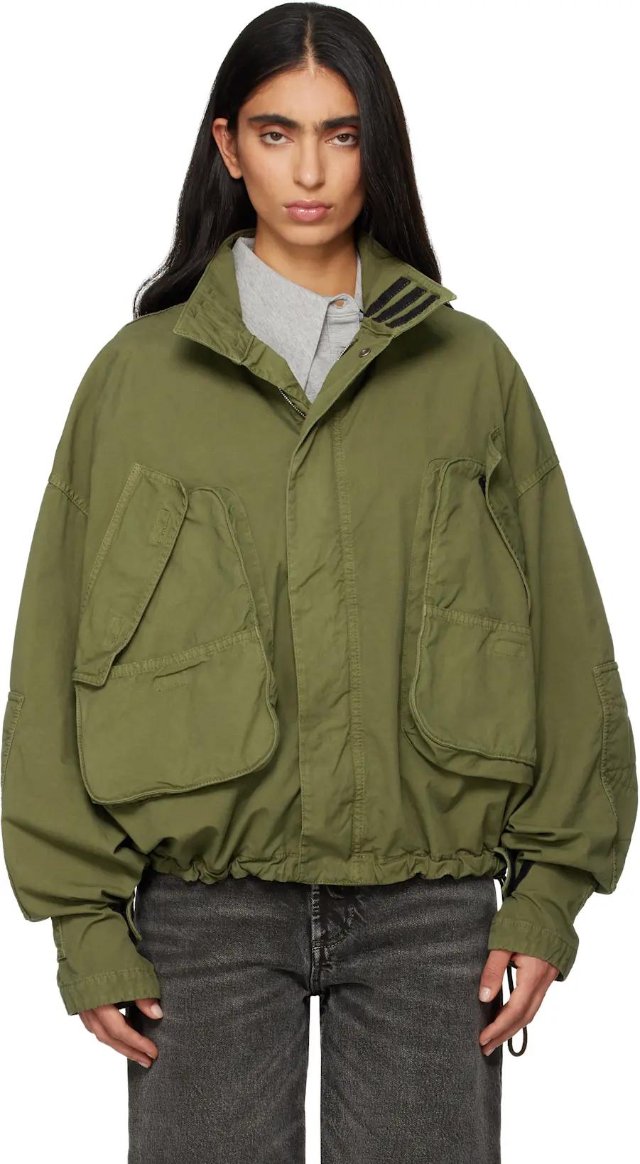 Green Overdyed Bomber Jacket by THE ATTICO