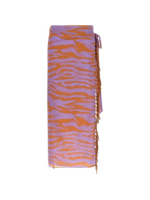Il Primo Bagno animal-print fringed sarong skirt by THE ATTICO