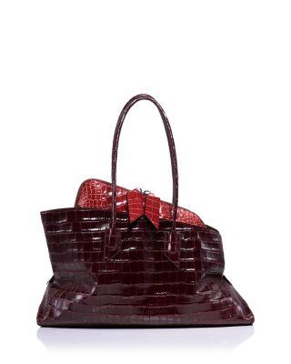 La Passeggiata Medium Crocodile Embossed Leather Handbag by THE ATTICO