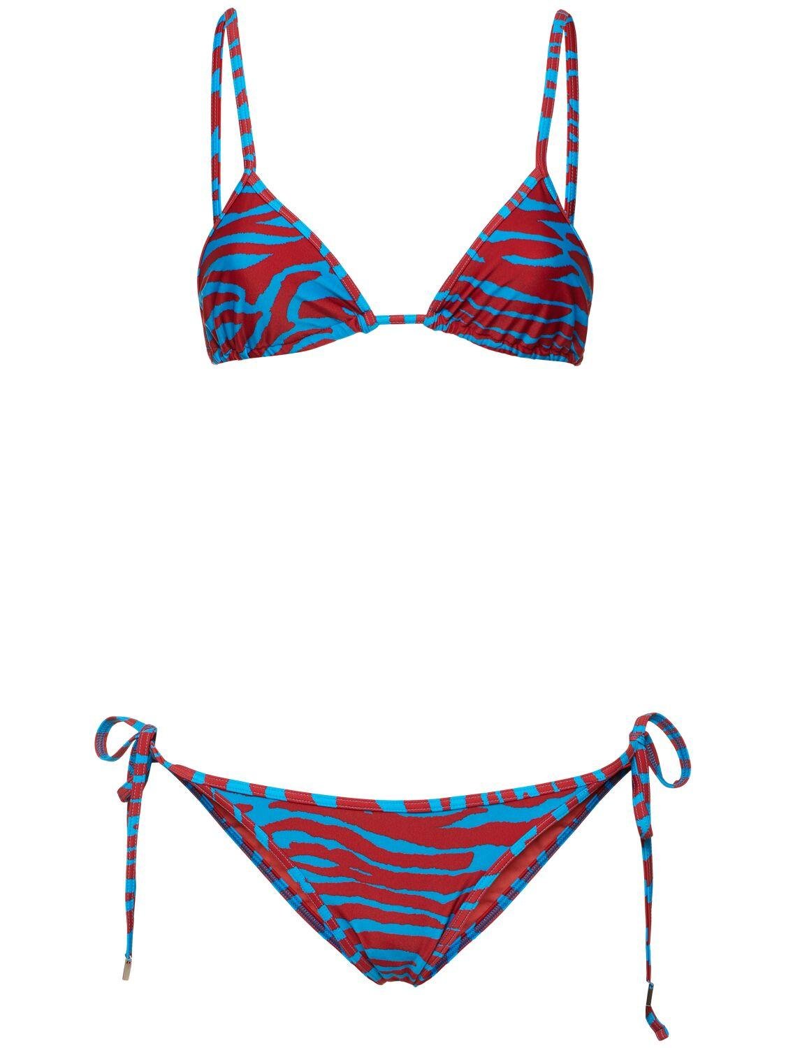 Printed Lycra Triangle Bikini Set by THE ATTICO