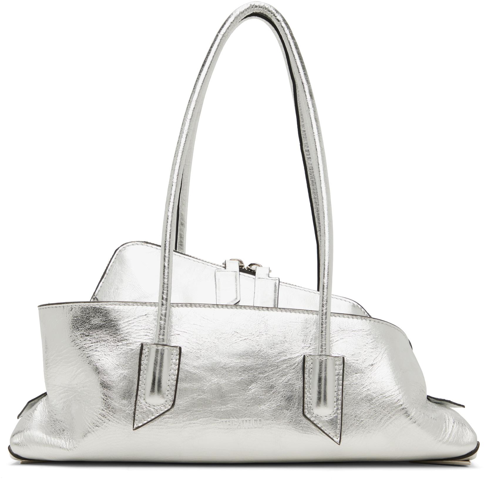 Silver 'La Passeggiata' Small Top Handle Bag by THE ATTICO