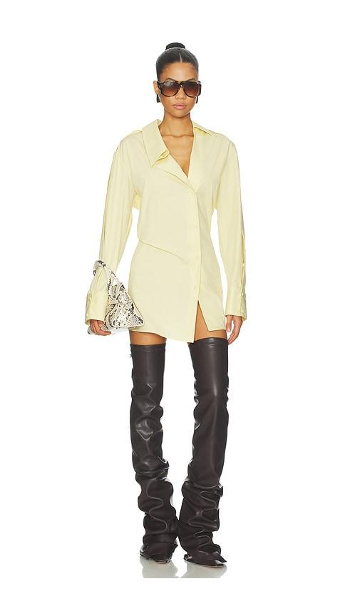 THE ATTICO Asymmetrical Shirt Mini Dress in Yellow by THE ATTICO