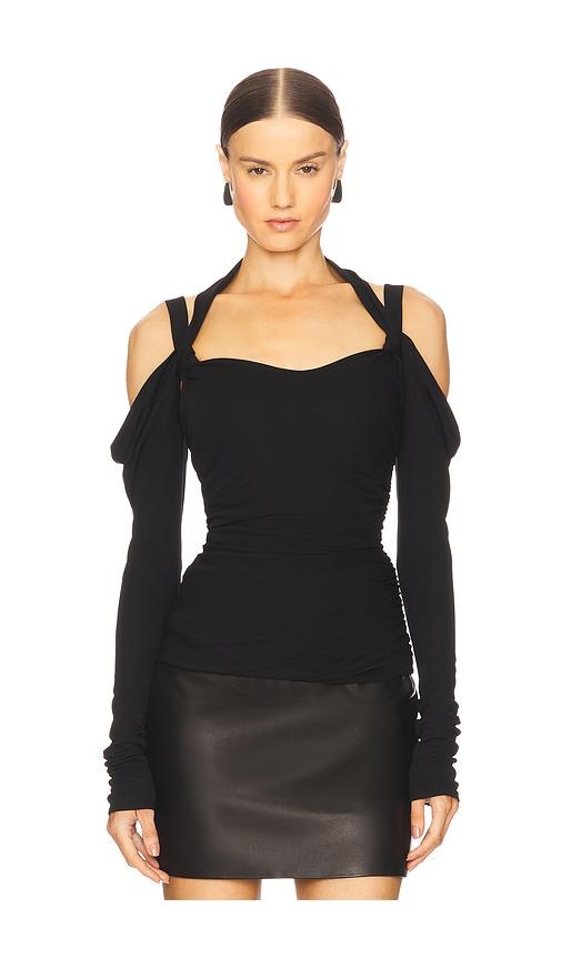 THE ATTICO Cold Shoulder Top in Black by THE ATTICO