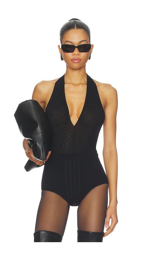 THE ATTICO Deep V Bodysuit in Black by THE ATTICO