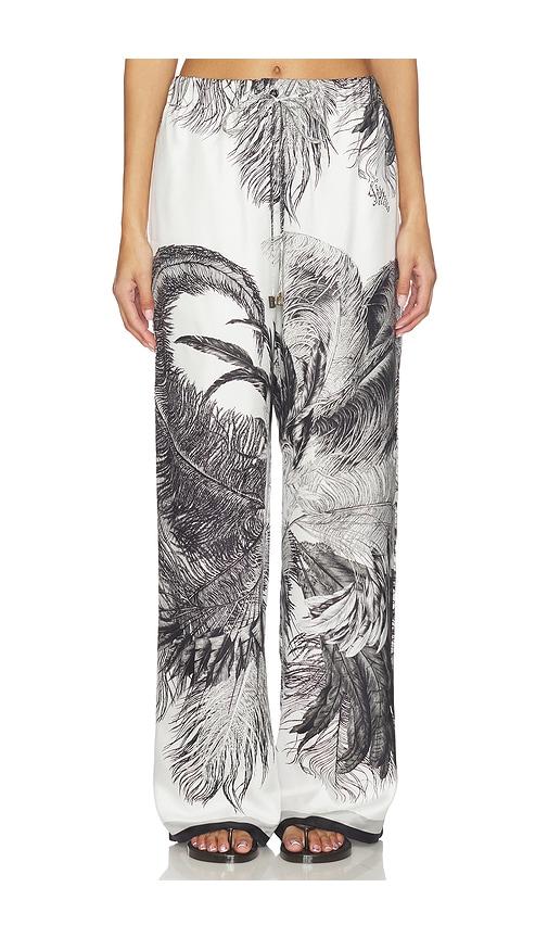 THE ATTICO Feather Print Pant in Black & White by THE ATTICO