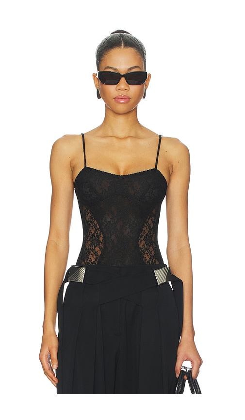 THE ATTICO Lace Bodysuit in Black by THE ATTICO