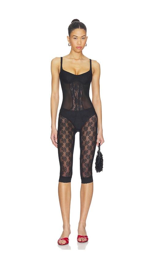 THE ATTICO Lace Overall Catsuit in Black by THE ATTICO