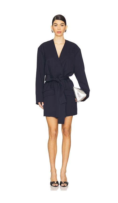 THE ATTICO Long Coat in Navy by THE ATTICO