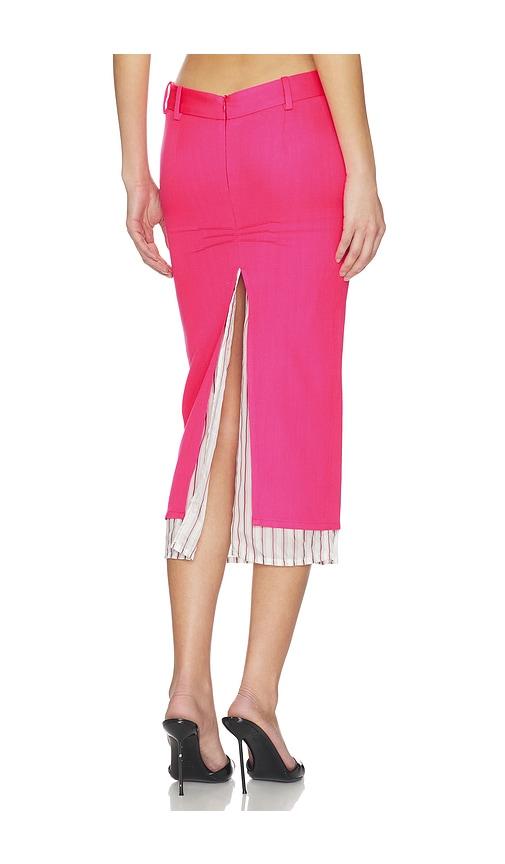 THE ATTICO Low Rise Midi Skirt in Fuchsia by THE ATTICO