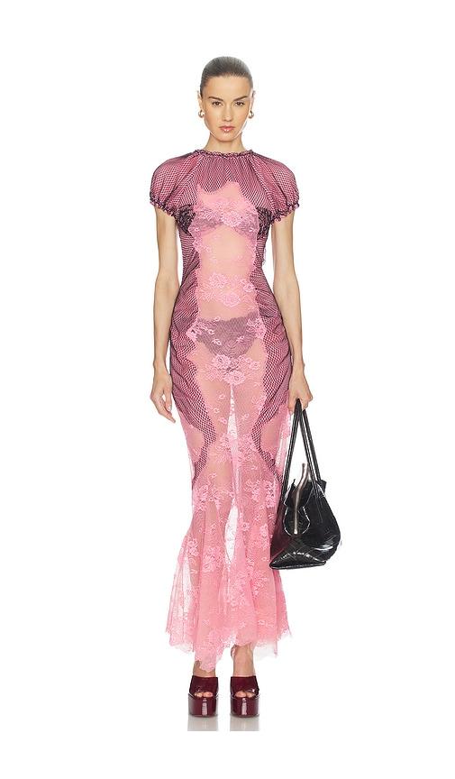 THE ATTICO Sheer Midi Dress in Pink by THE ATTICO