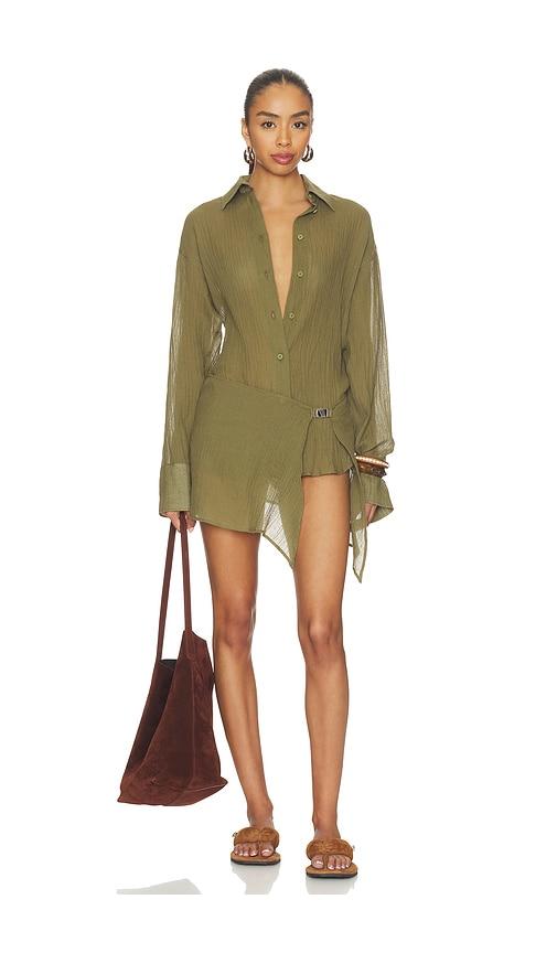 THE ATTICO Shirt Mini Dress in Army by THE ATTICO