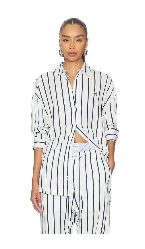 THE ATTICO Striped Button Down Shirt in White,Blue by THE ATTICO