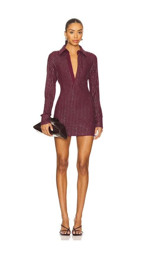 THE ATTICO Studded Mini Dress in Burgundy by THE ATTICO