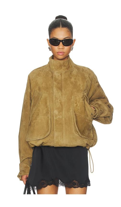 THE ATTICO Suede Bomber Jacket in Brown by THE ATTICO