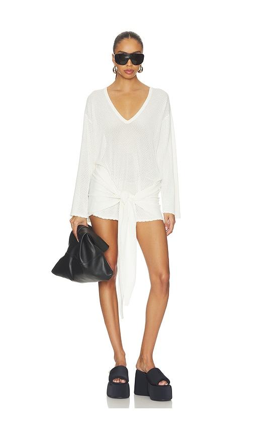 THE ATTICO V Neck Mini Dress in White by THE ATTICO