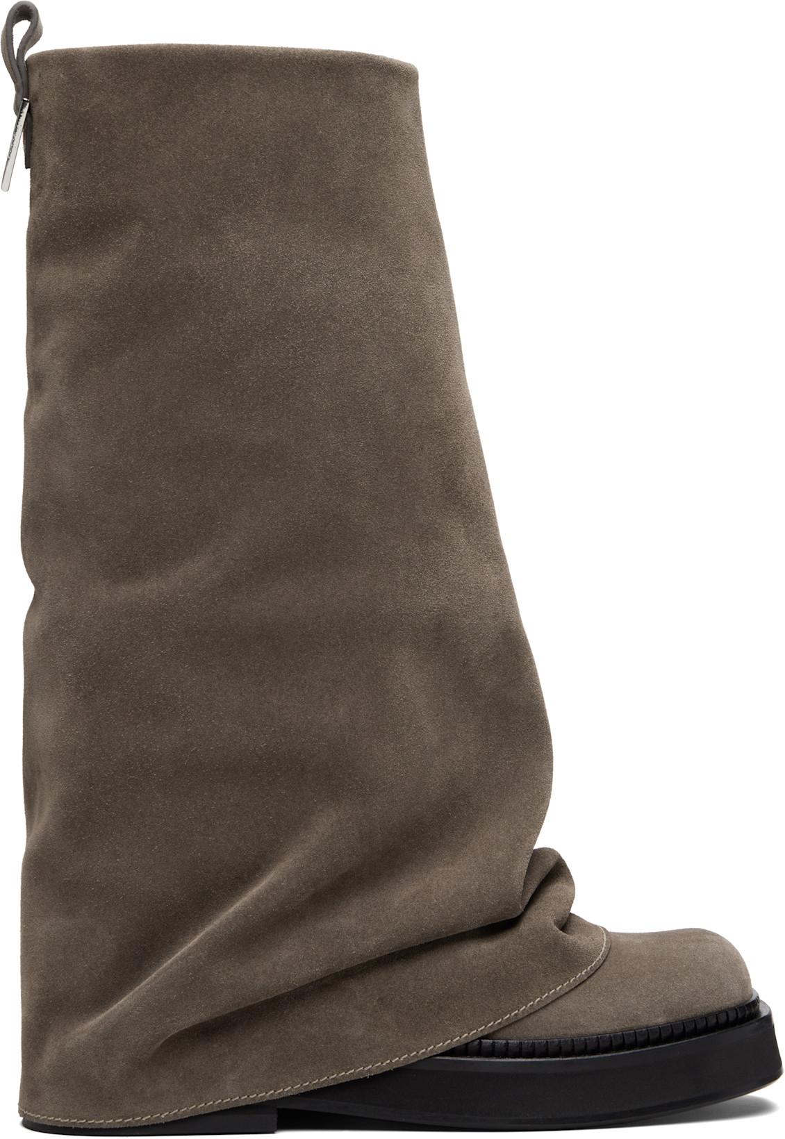 Taupe Robin Combat Boots by THE ATTICO