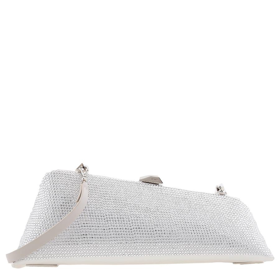 The Attico Silver Glitter Long Night Clutch by THE ATTICO