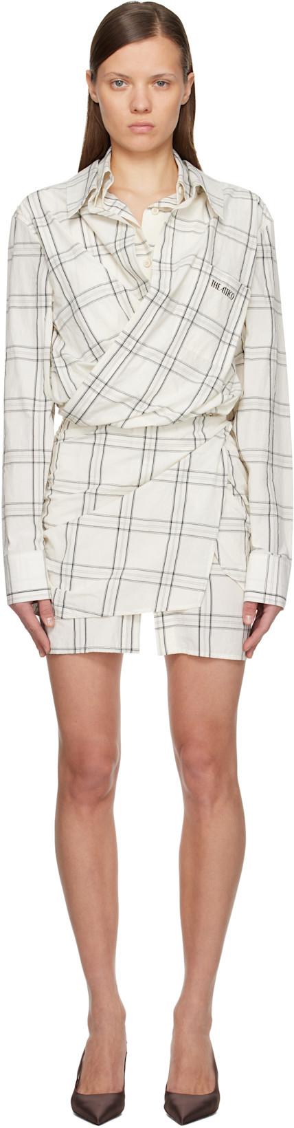 White Cotton Popeline Vichy Minidress by THE ATTICO