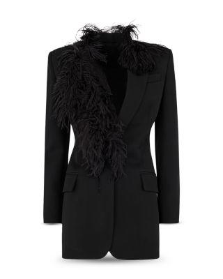 Wool Jacket with Ostrich Feather Trim by THE ATTICO