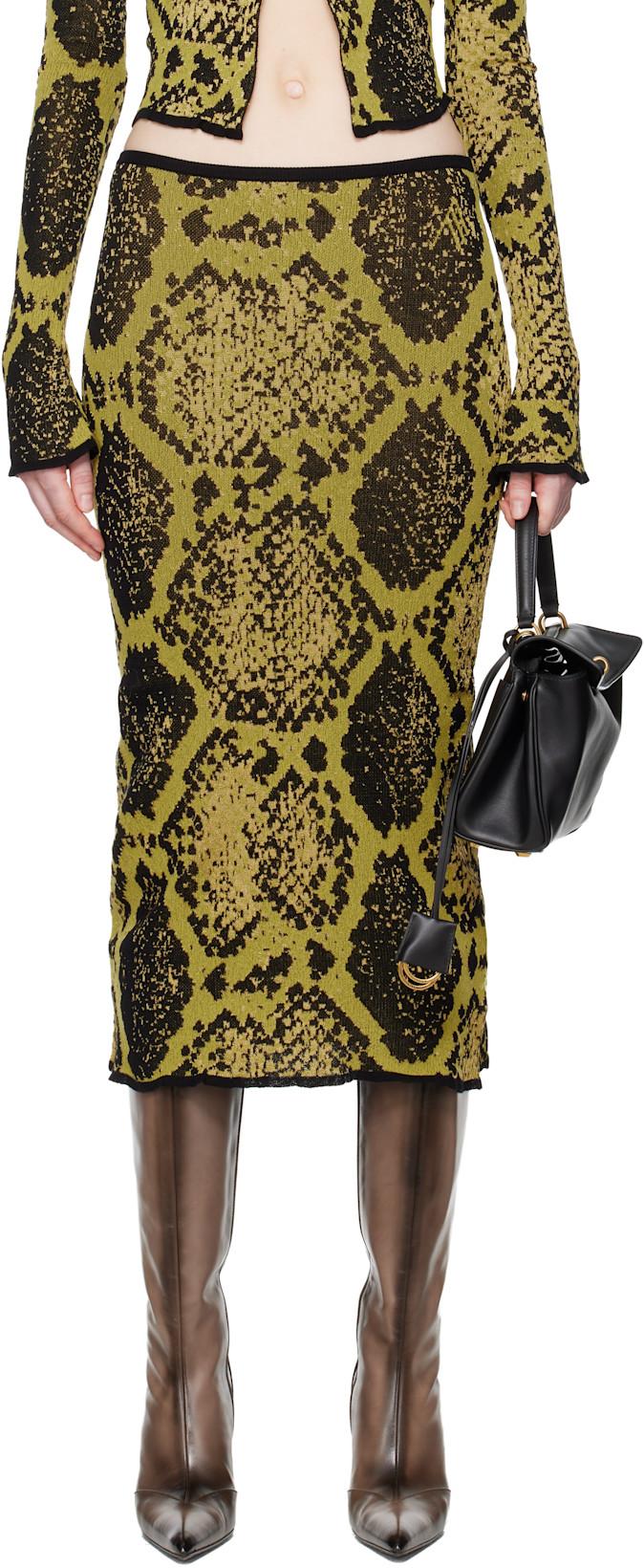 Yellow & Black Jacquard Midi Skirt by THE ATTICO
