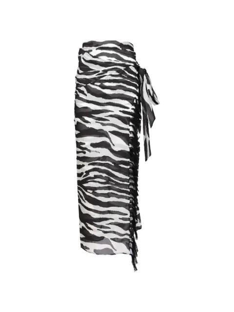 animal-print fringed pareo by THE ATTICO
