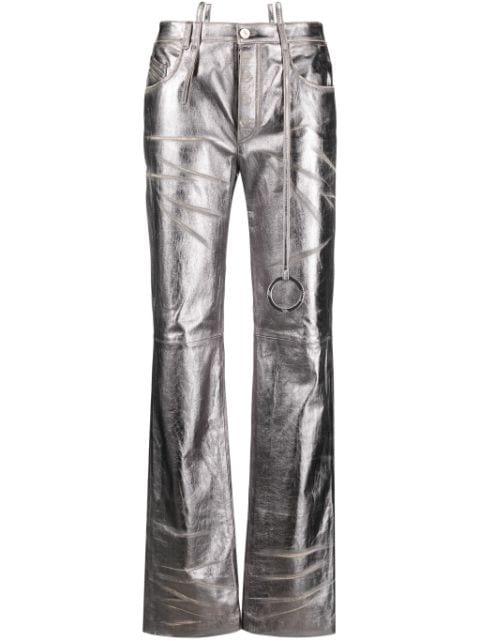 distressed straight-leg leather trousers by THE ATTICO
